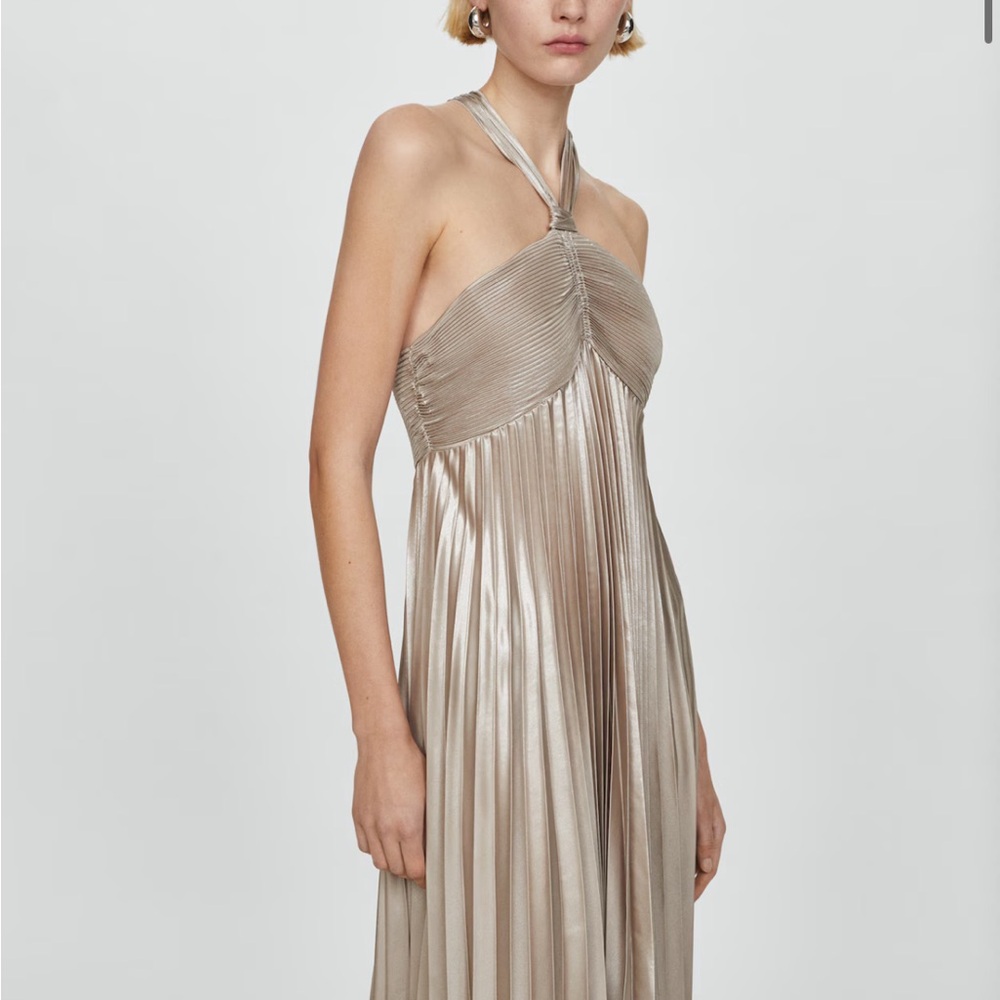 NWT MANGO PLEATED HALTER NECK DRESS